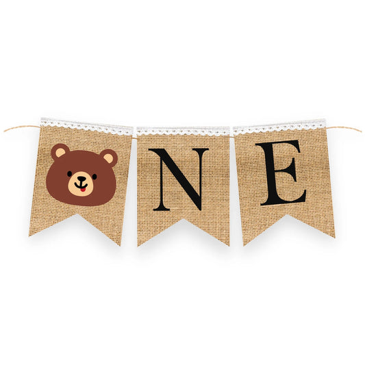 TEDDY BEAR BIRTHDAY One Highchair Banner - Bear 1st Birthday, One Highchair Bunting, Bear theme First Birthday party Baby Boy shower Garland